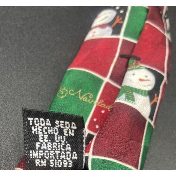 Hallmark Mens Neck Tie Christmas Snowman Red Green Novelty Holidays 56" Gift - Picture 8 of 8
